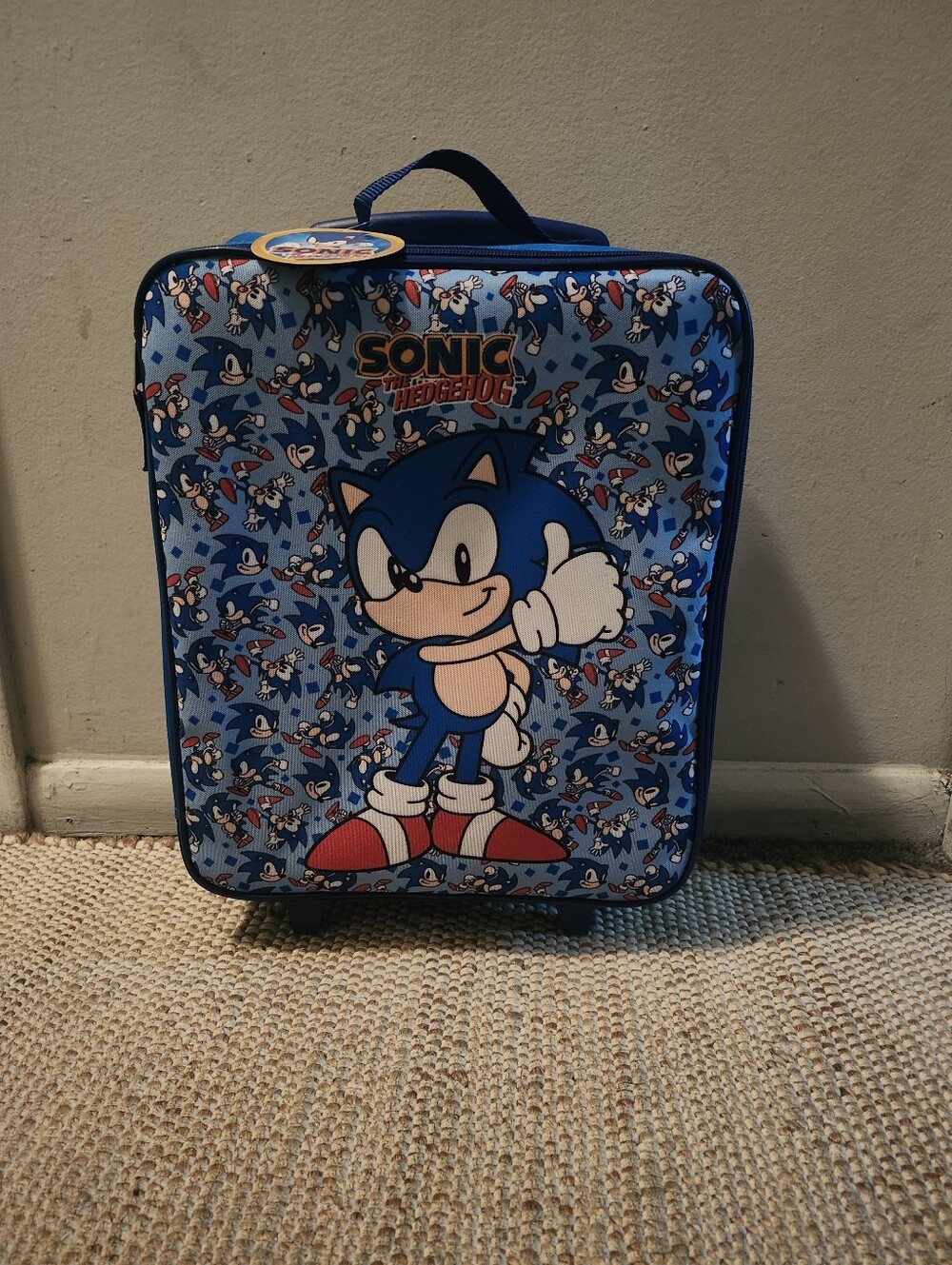 Blue Sonic Kids Rolling Carry Bag